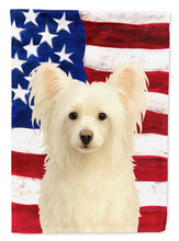Load image into Gallery viewer, White Powderpuff Chinese Crested American Flag Garden Flag