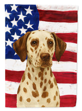 Load image into Gallery viewer, Liver Dalmatian American Flag House Flag