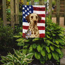 Load image into Gallery viewer, Liver Dalmatian American Flag Garden Flag