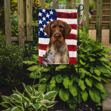 Load image into Gallery viewer, Liver and White German Wirehaired Pointer American Flag Garden Flag