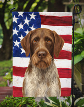 Load image into Gallery viewer, Liver and White German Wirehaired Pointer American Flag Garden Flag