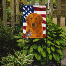 Load image into Gallery viewer, Reddish Brown Great Pyrenees American Flag Garden Flag