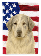 Load image into Gallery viewer, White with Gray Great Pyrenees American Flag Garden Flag