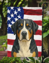 Load image into Gallery viewer, Greater Swiss Mountain Dog American Flag Garden Flag
