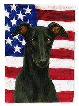 Load image into Gallery viewer, Black Greyhound American Flag House Flag