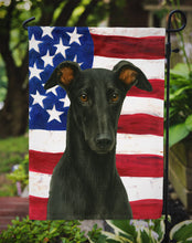 Load image into Gallery viewer, Black Greyhound American Flag Garden Flag