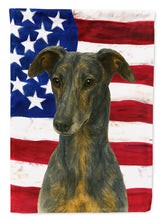 Load image into Gallery viewer, Blue Brindle Greyhound American Flag House Flag