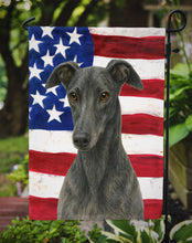 Load image into Gallery viewer, Blue Greyhound American Flag Garden Flag