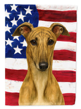 Load image into Gallery viewer, Fawn Brindle Greyhound American Flag House Flag