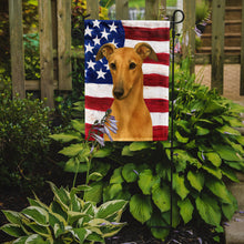Load image into Gallery viewer, Fawn Greyhound American Flag Garden Flag