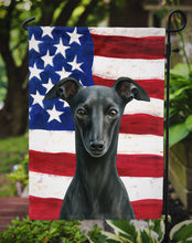 Load image into Gallery viewer, Black Italian Greyhound American Flag Garden Flag