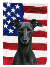 Load image into Gallery viewer, Black Italian Greyhound American Flag Garden Flag
