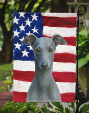 Load image into Gallery viewer, Blue Italian Greyhound American Flag Garden Flag