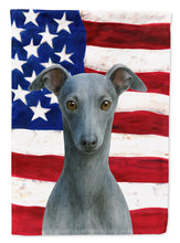 Load image into Gallery viewer, Blue Italian Greyhound American Flag Garden Flag