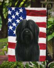 Load image into Gallery viewer, Black Lhasa Apso American Flag Garden Flag