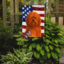 Load image into Gallery viewer, Red Lhasa Apso American Flag Garden Flag