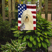 Load image into Gallery viewer, White Lhasa Apso American Flag Garden Flag