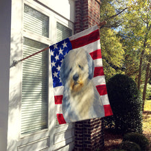 Load image into Gallery viewer, Blue and White Old English Sheepdog American Flag House Flag