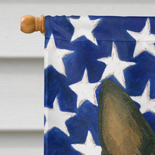 Load image into Gallery viewer, Black and White Rat Terrier American Flag House Flag
