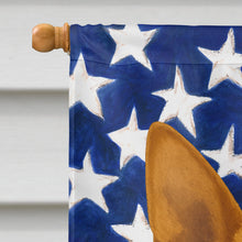 Load image into Gallery viewer, Red and White Rat Terrier American Flag House Flag