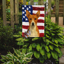Load image into Gallery viewer, Red and White Rat Terrier American Flag Garden Flag