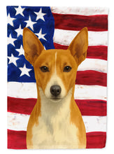 Load image into Gallery viewer, Red and White Rat Terrier American Flag Garden Flag