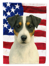 Load image into Gallery viewer, White and Black Jack Russell Terrier American Flag Garden Flag