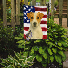 Load image into Gallery viewer, White and Tan Jack Russell Terrier American Flag Garden Flag
