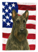 Load image into Gallery viewer, Brindle Scottish Terrier American Flag Garden Flag