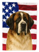 Load image into Gallery viewer, Brindle and White Saint Bernard American Flag House Flag