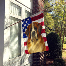 Load image into Gallery viewer, Brown and White Saint Bernard American Flag House Flag