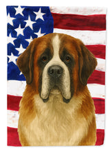 Load image into Gallery viewer, Brown and White Saint Bernard American Flag House Flag