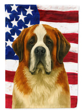 Load image into Gallery viewer, Red and White Saint Bernard American Flag Garden Flag