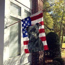 Load image into Gallery viewer, Black Staffordshire Bull Terrier American Flag House Flag