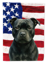 Load image into Gallery viewer, Black Staffordshire Bull Terrier American Flag House Flag