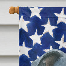 Load image into Gallery viewer, Blue Staffordshire Bull Terrier American Flag House Flag