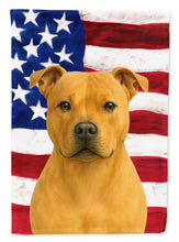 Load image into Gallery viewer, Fawn Staffordshire Bull Terrier American Flag House Flag