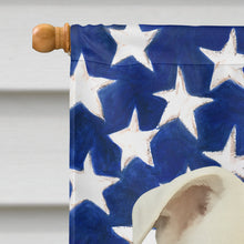 Load image into Gallery viewer, White Staffordshire Bull Terrier American Flag House Flag
