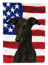 Load image into Gallery viewer, Black Whippet American Flag House Flag