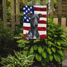 Load image into Gallery viewer, Blue Whippet American Flag Garden Flag