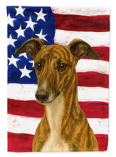 Load image into Gallery viewer, Brindle Whippet American Flag House Flag
