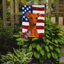 Load image into Gallery viewer, Red Whippet American Flag Garden Flag