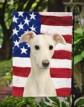 Load image into Gallery viewer, White Whippet American Flag Garden Flag