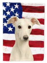 Load image into Gallery viewer, White Whippet American Flag Garden Flag