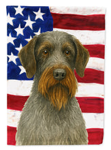 Load image into Gallery viewer, Steel Gray Wirehaired Pointing Griffon American Flag Garden Flag
