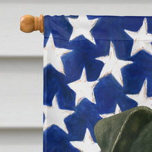 Load image into Gallery viewer, Black American Staffordshire Terrier American Flag House Flag