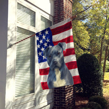 Load image into Gallery viewer, Blue American Staffordshire Terrier American Flag House Flag