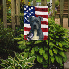 Load image into Gallery viewer, Blue American Staffordshire Terrier American Flag Garden Flag