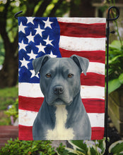 Load image into Gallery viewer, Blue American Staffordshire Terrier American Flag Garden Flag