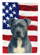Load image into Gallery viewer, Blue American Staffordshire Terrier American Flag Garden Flag